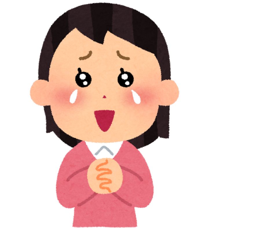 涙ながら喜ぶ女性