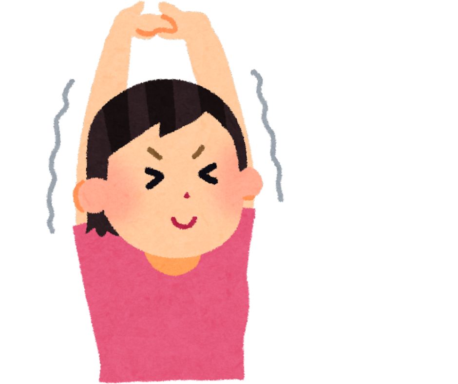 伸びをする女性
